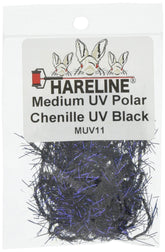TIEMCO Hairline Dubbing UV Polar Chenille in black 11 glows under UV light.