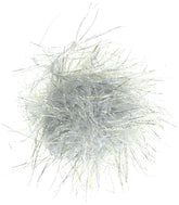 TIEMCO Hairline Dubbing UV Polar Chenille Silver 344 closeup highlights UV glow for night fishing.