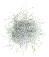 TIEMCO Hairline Dubbing UV Polar Chenille Silver 344 closeup highlights UV glow for night fishing.