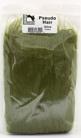 TIEMCO Hareline Pseudo Hair Olive close-up texture for realistic fly tails
