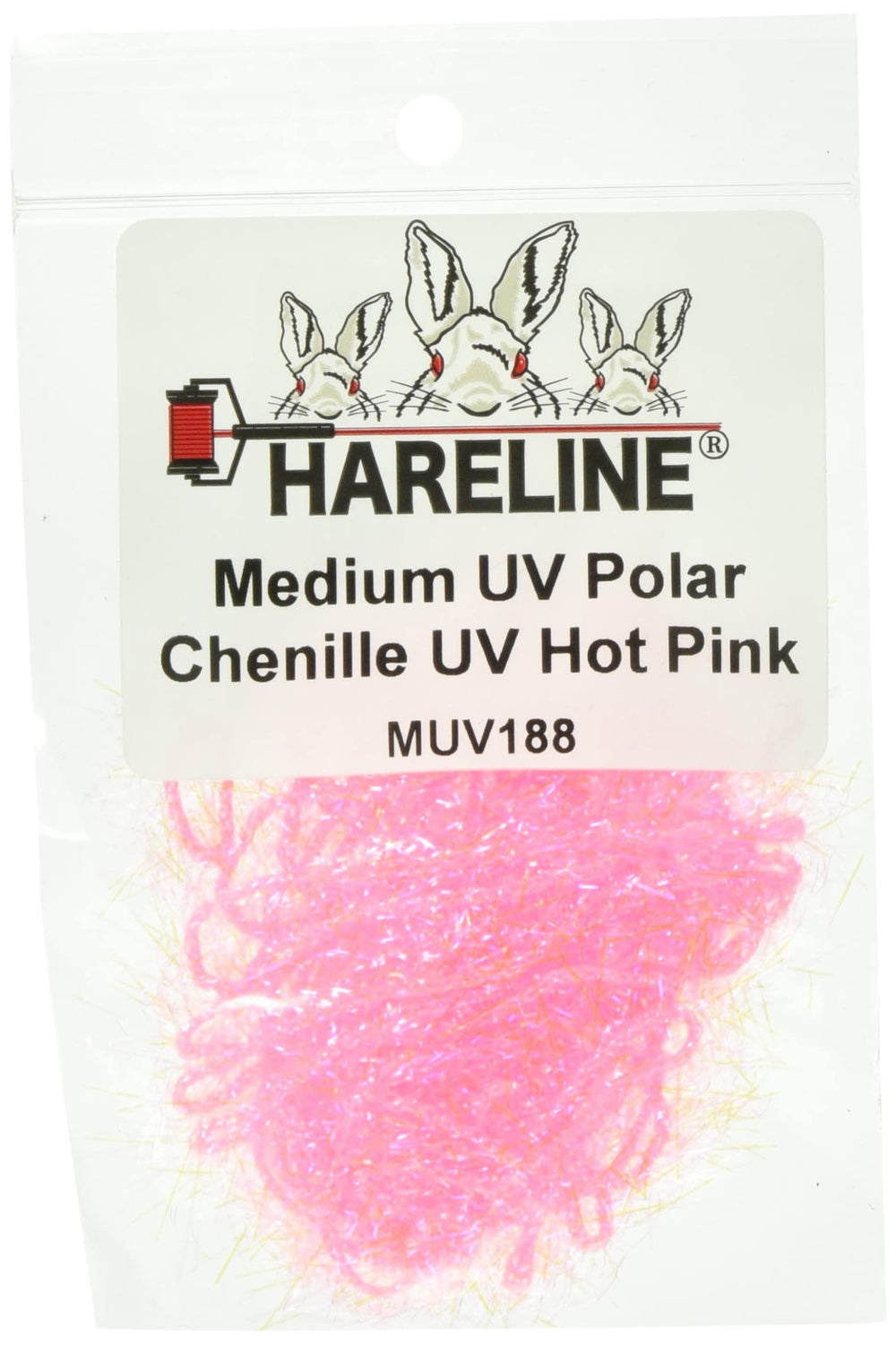 TIEMCO hot pink UV polar chenille ready for body wrap with glow