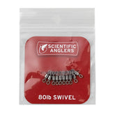 TIEMCO Micro Swivels 80 lb pack; reduces line twist during streamer casting.