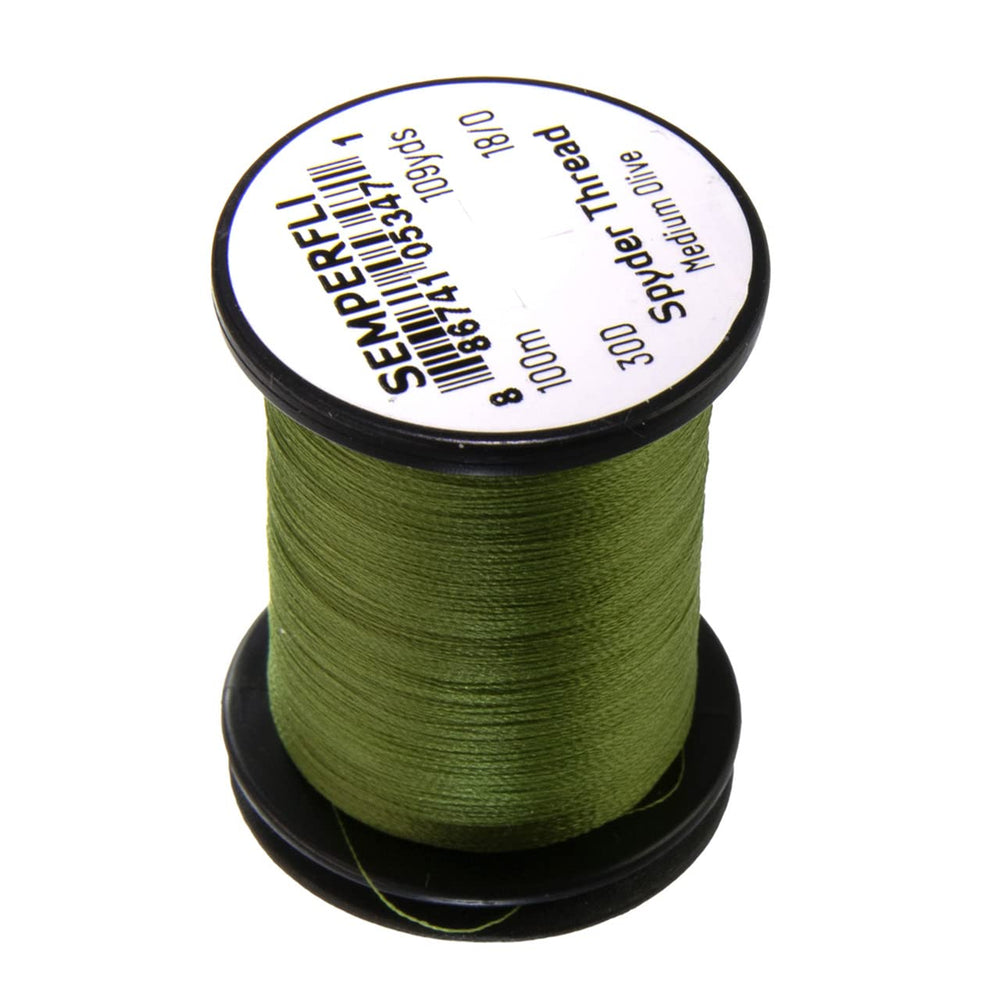 TIEMCO Spyder Thread Olive coil, semi-translucent for shade-matching on flies