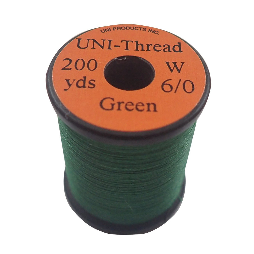 TIEMCO UNI 6/0 green thread spool for durable, precise fly tying