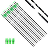 TIGER ARCHERY 30in carbon arrow with green-white vanes for stable flight during practice.