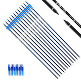 Tiger Archery 30inch carbon arrow with blue-white fletching showing stable flight