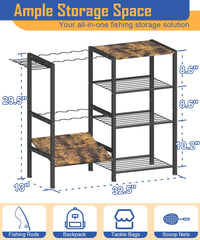 4-tier rod storage for garage in black