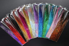 Tigofly 13-pack holographic Flashabou tinsel glittering strands in red and blue
