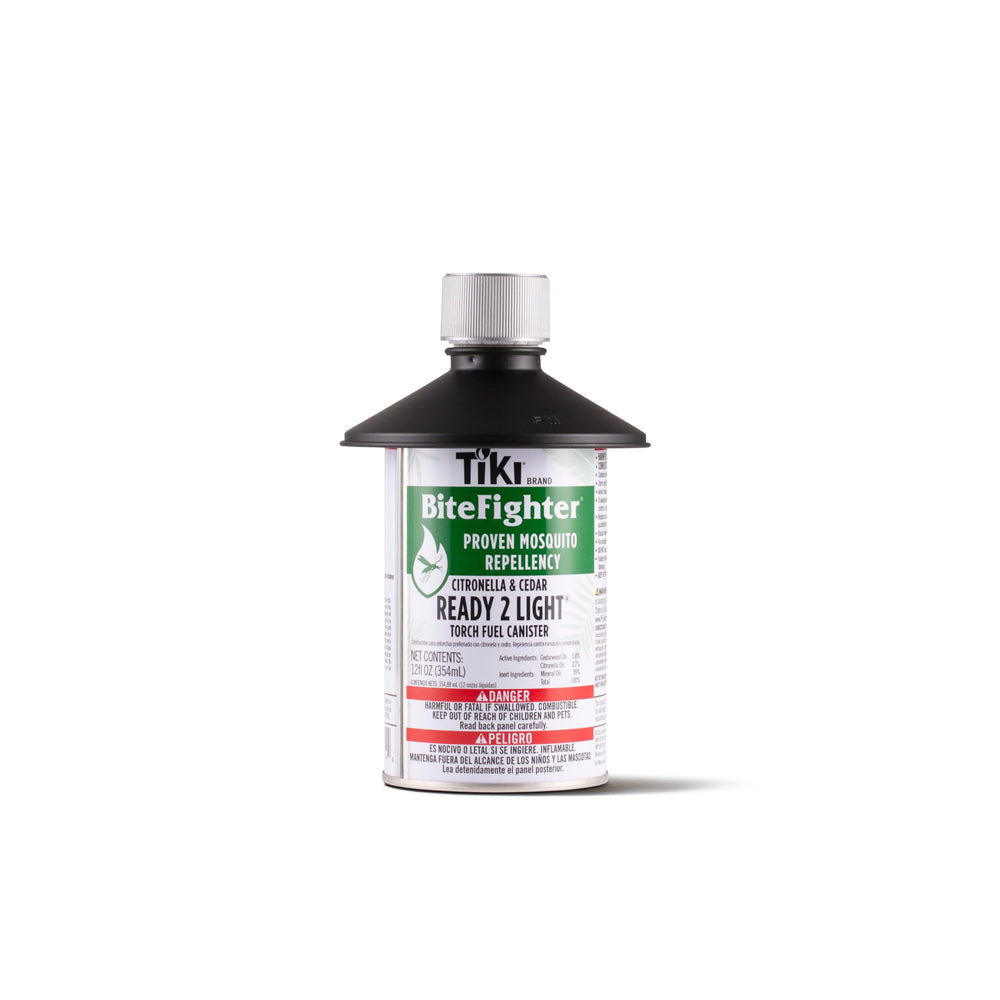 TIKI BiteFighter 12 oz canister in torch ready for outdoor use to deter mosquitoes