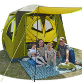 Timber Ridge 4-Person Hub Tent showing quick 60-second setup for family camping