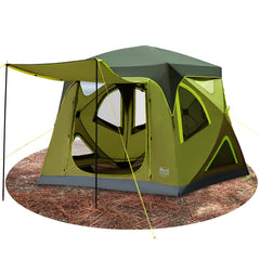 Timber Ridge 4-Person Pop-Up Tent shows quick 60-second setup for effortless camping.