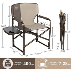 TIMBER RIDGE aluminum directors chair folded for compact transport and quick setup.