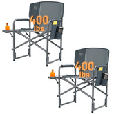 TIMBER RIDGE aluminum oversized camping chair grey with side table for easy outdoor seating