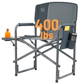 TIMBER RIDGE aluminum oversized camping chair with side table for easy campsite organization.