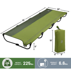 TIMBER RIDGE 75x26 inch open cot for comfortable camping nights.