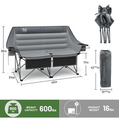Timber Ridge Double Camping Chair side pocket close-up showing storage