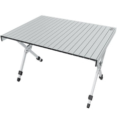 Timber Ridge folding table top rolled for easy transport and quick setup.