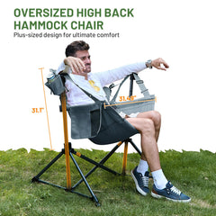 TIMBER RIDGE hammock chair padded seat and headrest enhance all-day comfort.