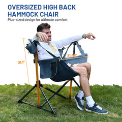 TIMBER RIDGE Hammock Chair seat height adjustment highlights customizable legroom and comfort