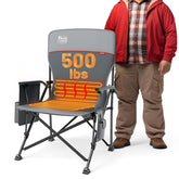 TIMBER RIDGE heated chair back view highlights sturdy frame for long outdoor comfort.