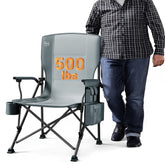 TIMBER RIDGE oversized folding chair front view shows roomy seat for all-day comfort.