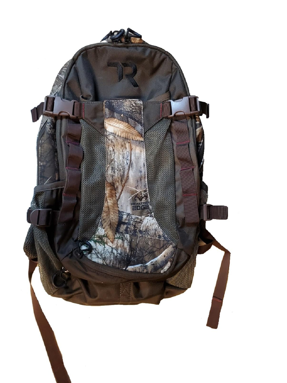 Timber Ridge Pro Day Pack Edge Camo front pocket for quick access and organized gear.