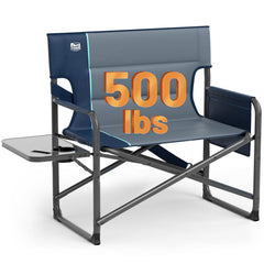Timber Ridge XXL Directors Chair with blue side table for drinks outdoors