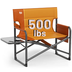 TIMBER RIDGE XXL directors chair with side table for easy outdoor meals.