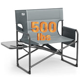 TIMBER RIDGE XXL foldable directors chair front view shows sturdy frame and wide seating