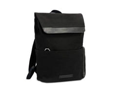 Timbuk2 Foundry backpack front view in jet black for daily commutes with padded laptop protection.