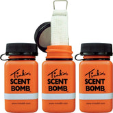 Tink's Scent Bomb dispenser lid with retaining strap for secure transport.