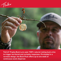 TINK'S Trophy Buck Buck Pucks hanging loop close-up shows easy hanging.