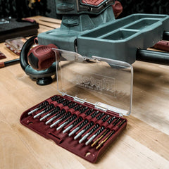 8-32 threads on most brushes; 5-40 threads for .17 and .20 calibers