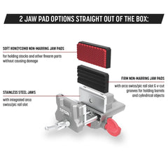Non-marring jaw pads on Tipton Best Gun Vise 360