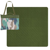 Tirrinia waterproof picnic blanket folded in a compact backpack for easy transport.