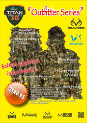 Titan 3D Outfitter leafy suit jacket and pants view highlights rugged fabric and quiet leaves for stealthy hunts