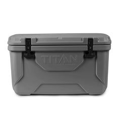 Titan Deep Freeze 55Q front view cooler with rugged roto-molded construction for outdoor use.