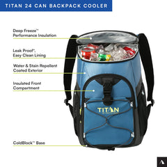 Titan Deep Freeze Backpack Cooler side mesh pocket for easy beverage storage