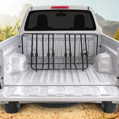 Tool-free installation demonstrated on Titan Ramps truck bed rack.