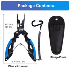 Titanium coated micro fishing pliers with lanyard for secure field use.