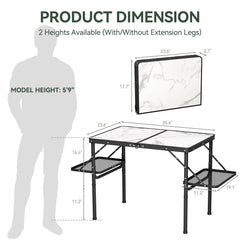 Titanker folding camping table folded compact demonstrates easy storage and transport.