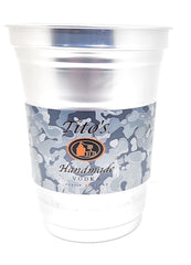 Tito's Aluminum Cup 16 oz, lightweight and reusable for casual gatherings.