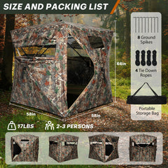 TLC Sport hunting blind features quiet sliding windows to minimize noise and spook game