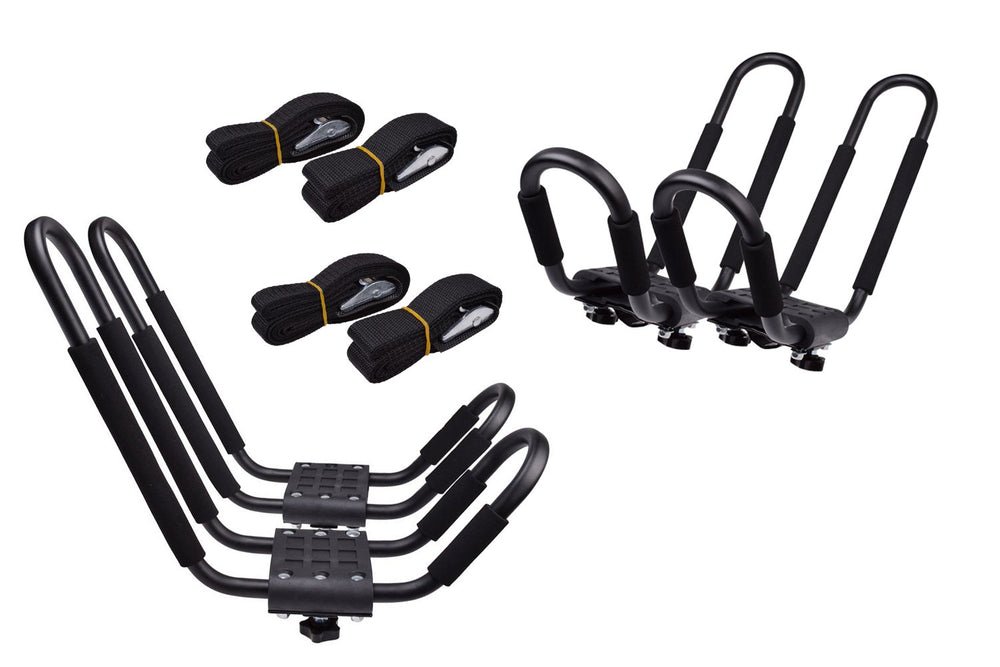 TMS kayak roof rack with side-mount design for space-saving transport.
