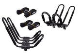 TMS kayak roof rack with side-mount design for space-saving transport.