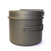 TOAKS Titanium 1600ml Pot with Pan assembled for a compact outdoor cooking setup.