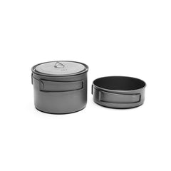 TOAKS titanium compact cookset shows seamless nesting to save pack space