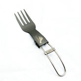 TOAKS titanium folding fork open for backcountry meals, ultralight.