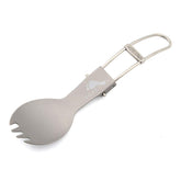 TOAKS titanium folding spork with matte handle for durable outdoor meals.