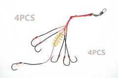 Toasis carp fishing feeder rig powder bait trap hooks – pack of 4 (red) front view
